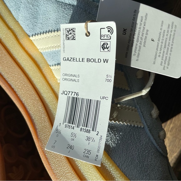 Womens Adidas Gazelle Bold Originals - Sky Blue Size 7 - Picture 9 of 9